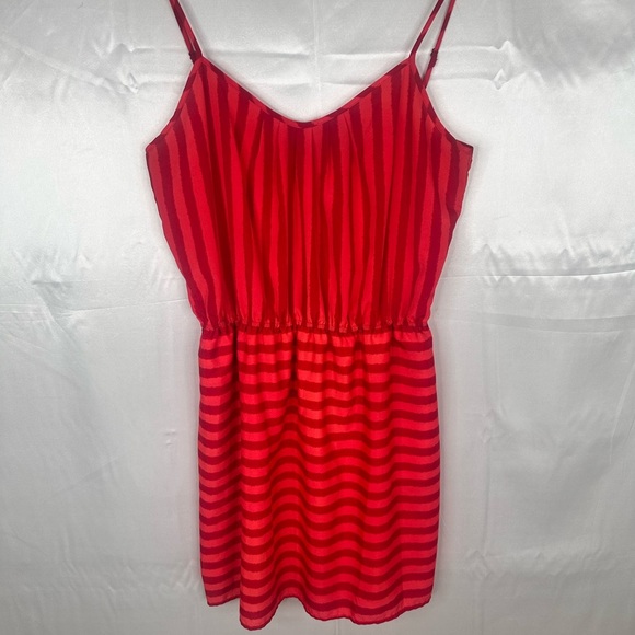 Red Striped Adjustable Sleeveless Dress with Pockets Size XL - Picture 2 of 9